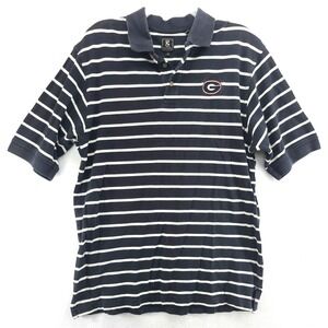 Mens UGA University of Georgia Cotton Polo Shirt Black White Stripe Sz M Logo